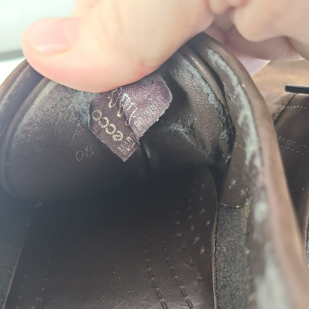 Ecco Women's 39/ 8-8.5 Brown Nubuck Leather Comfort Casual Lace Up Sneaker Shoes - Picture 13 of 14